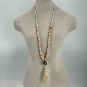 Lena Bernard tan tassel beaded shiva necklace